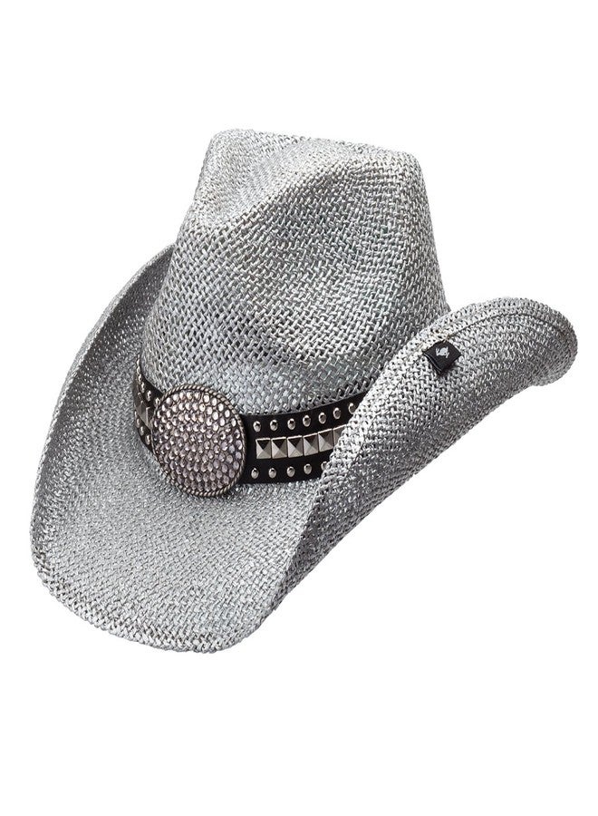 Peter Grimm Women's Gila Drifter - Rhinestone Cowgirl Hat (Metallic Silver)
